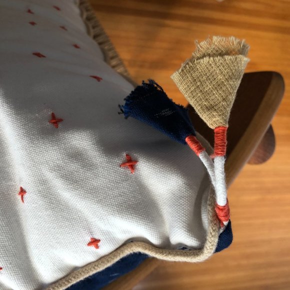 NWT Anthropologie pillow cream and navy - 22 x 22 - Picture 3 of 6